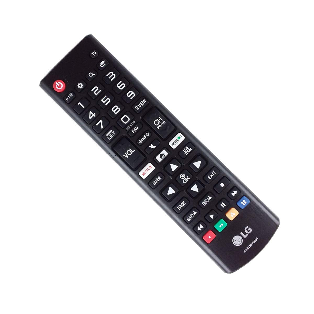 LG AKB75375604 remote side view, compact ergonomic design