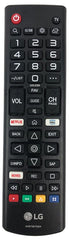 LG AKB75675304 remote front view shows ergonomic design for comfortable handling.