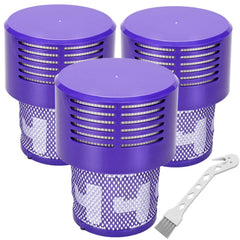 LhhTing Dyson V10 filter pack top view with three filters and brush for replacements