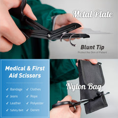 LI JIU trauma shears stainless steel blades offer smooth cutting performance.