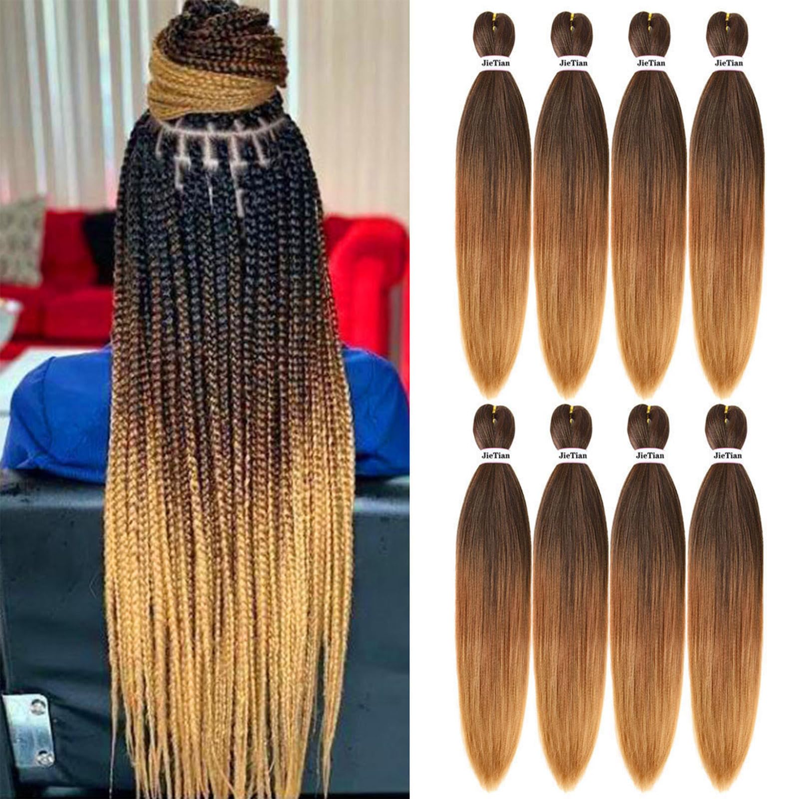 Liang Dian ombre 30-inch braiding hair pack showing color blend for versatile styling