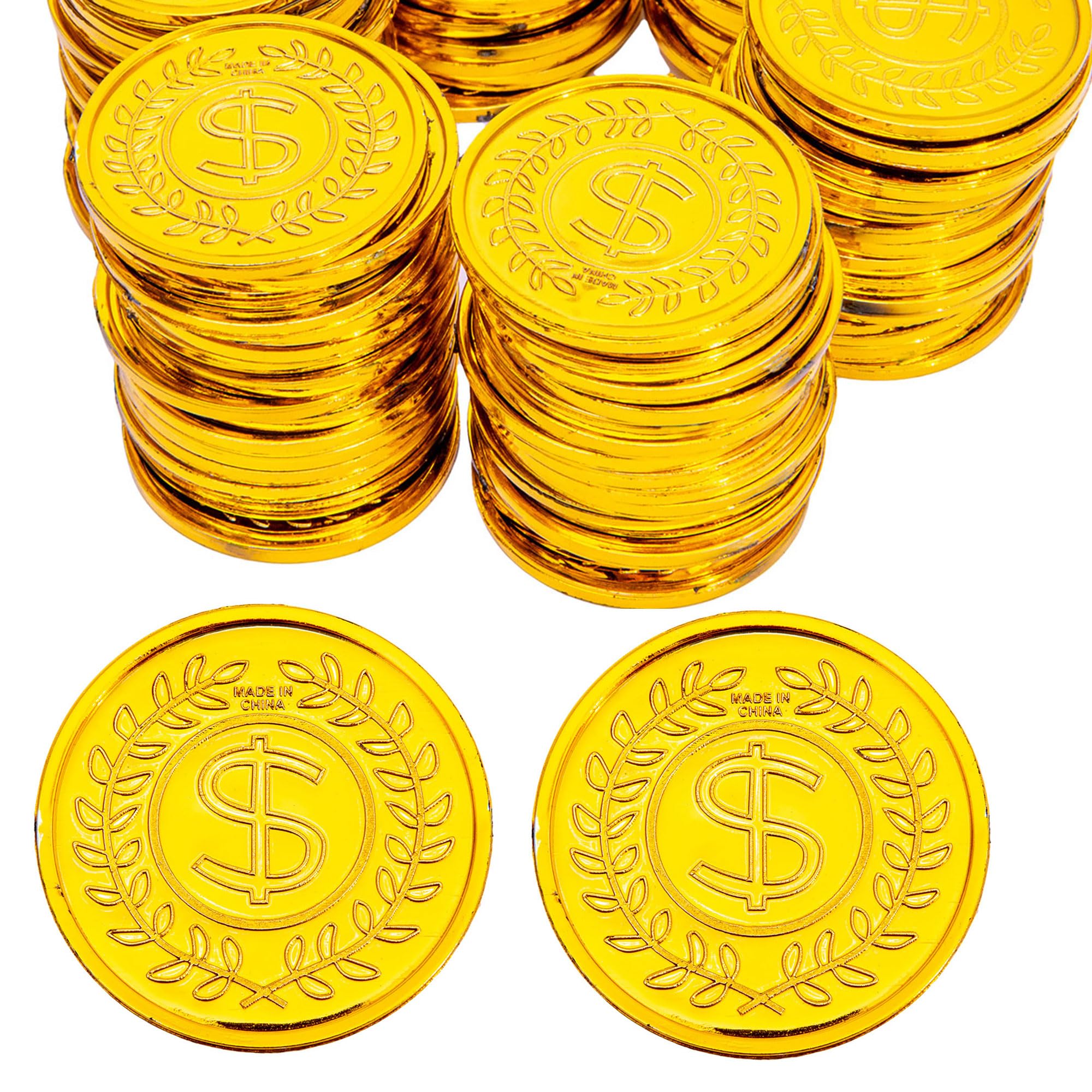 Liatunou pirate gold coins set for treasure hunts and party decor.