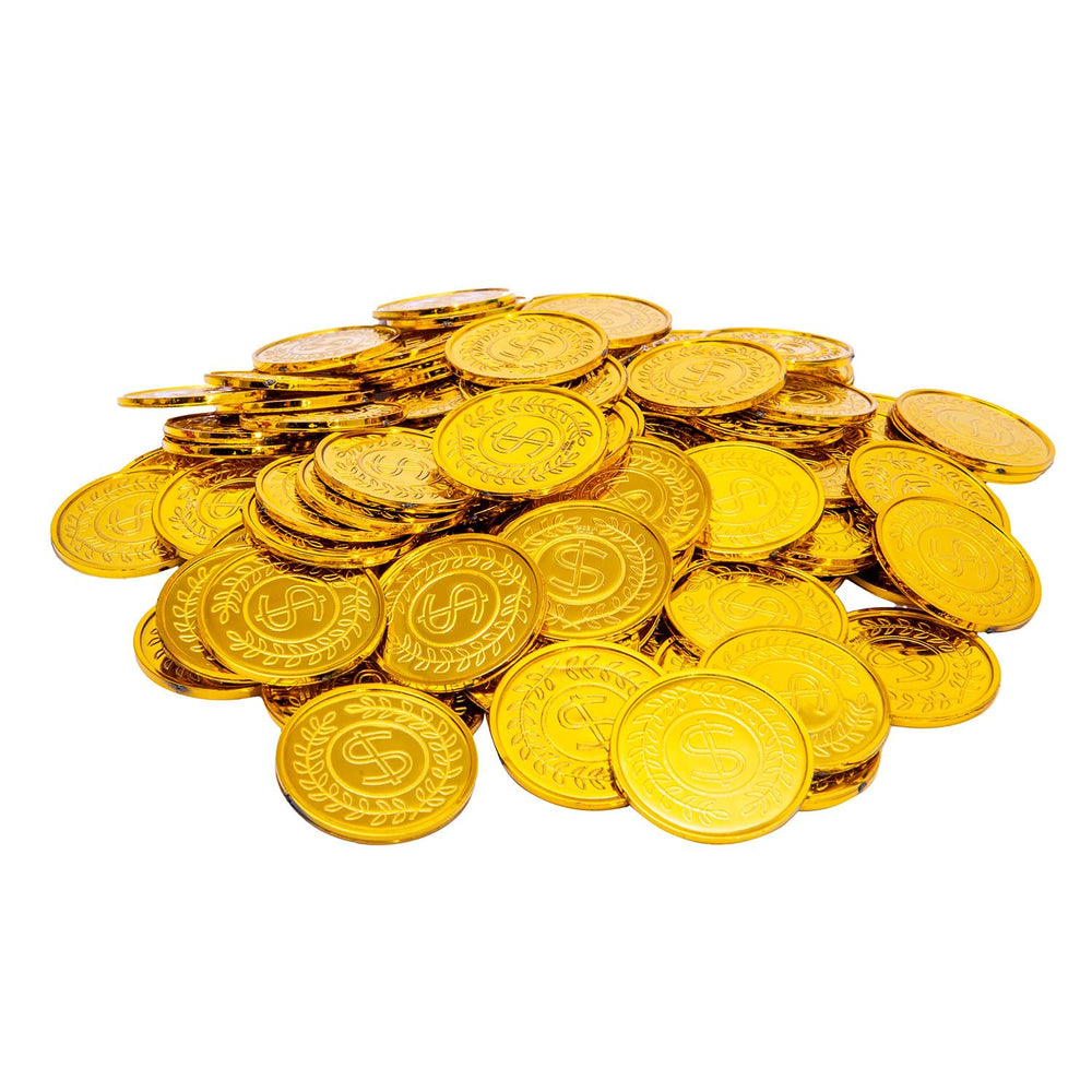 Liatunou pirate party decor coins add shiny festive flair.