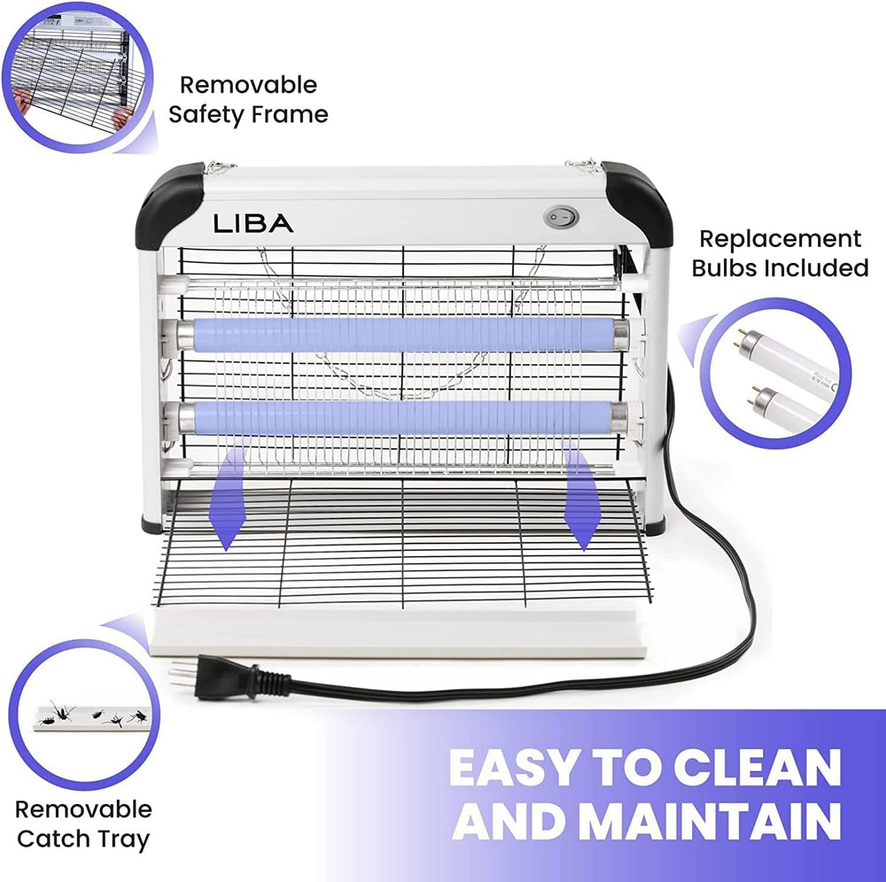LiBa removable tray makes cleaning quick after zap events.