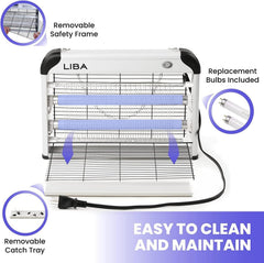 LiBa removable tray makes cleaning quick after zap events.