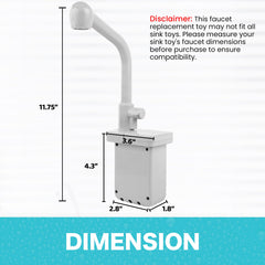 Liberty Imports faucet base dimensions shown for compact toy sink fit.
