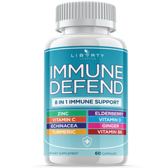 Liberty Lifestyle 8in1 immune bottle front promoting daily wellness.