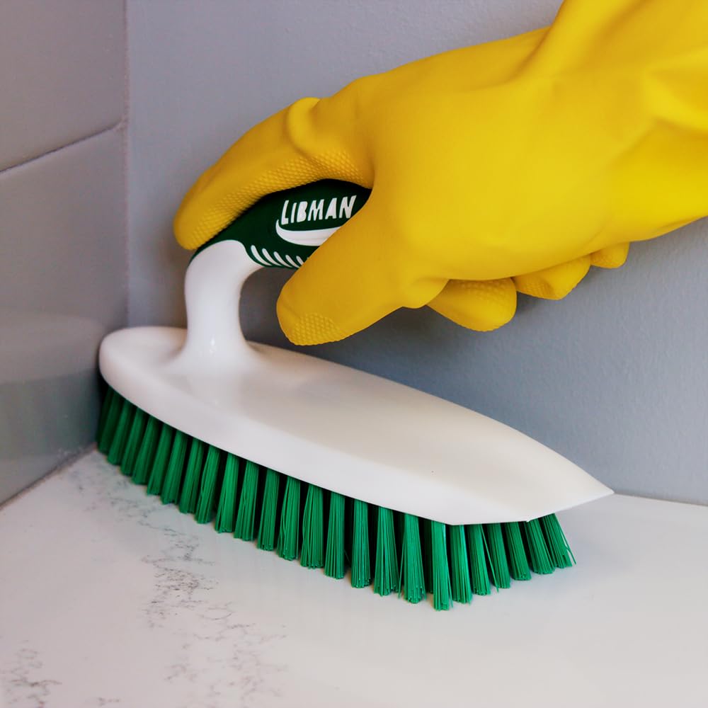 LIBMAN COMMERCIAL Dual-action Kitchen Brush tackles sticky residues efficiently