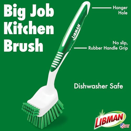 LIBMAN COMMERCIAL Scrub Brush with extended handle for hard-to-reach areas