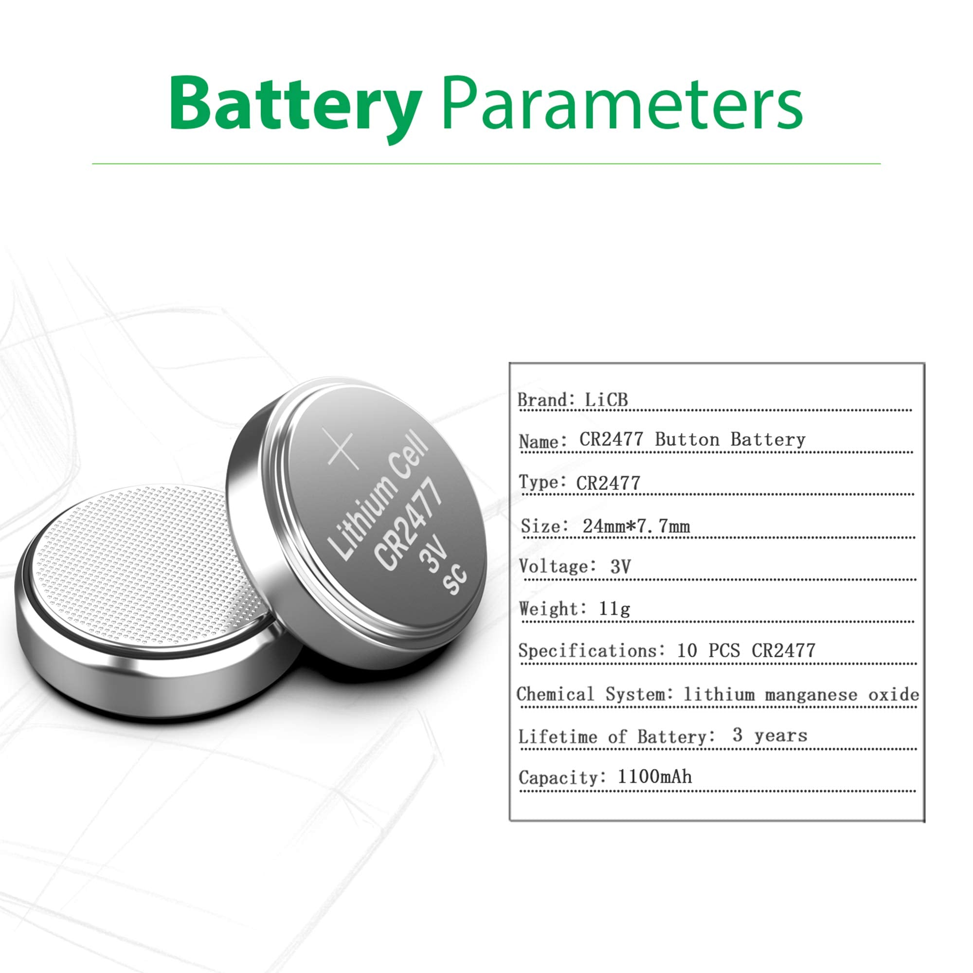 LiCB CR2477 branding label with CE and ROHS certification