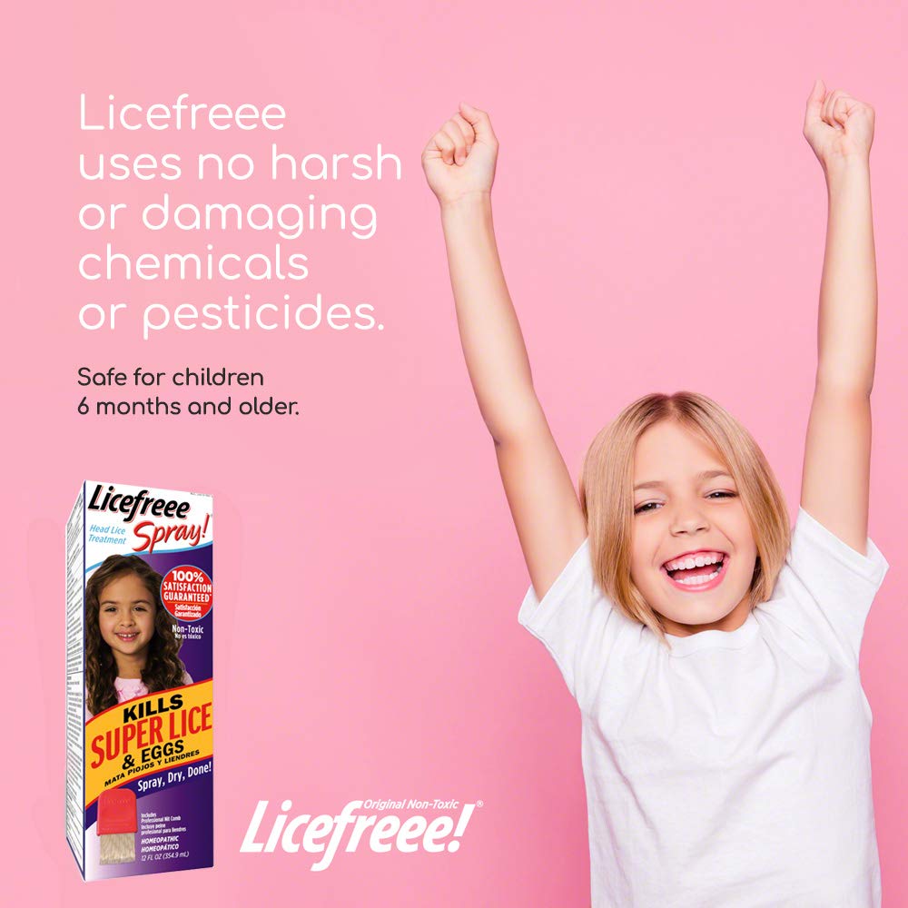 Licefreee packaging emphasizes suitability for kids six months and older.