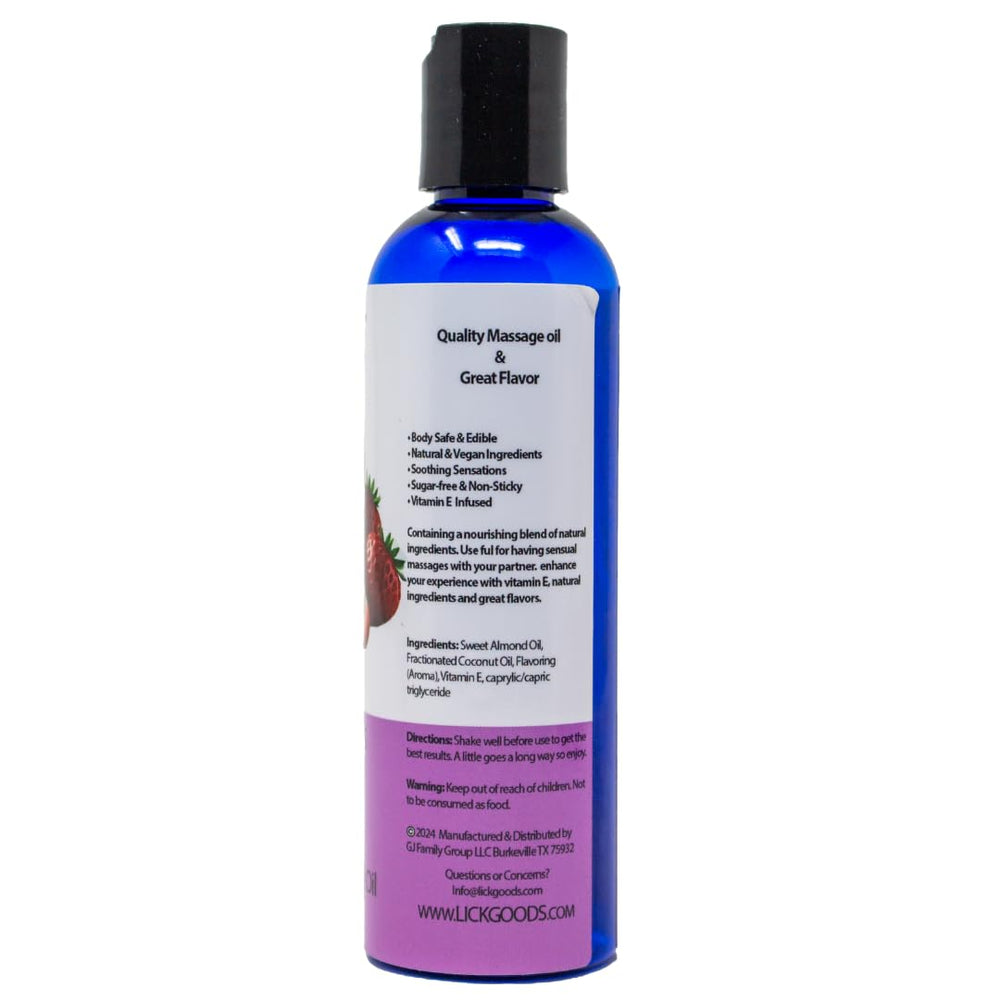 Balanced pH friendly LICK massage oil on skin