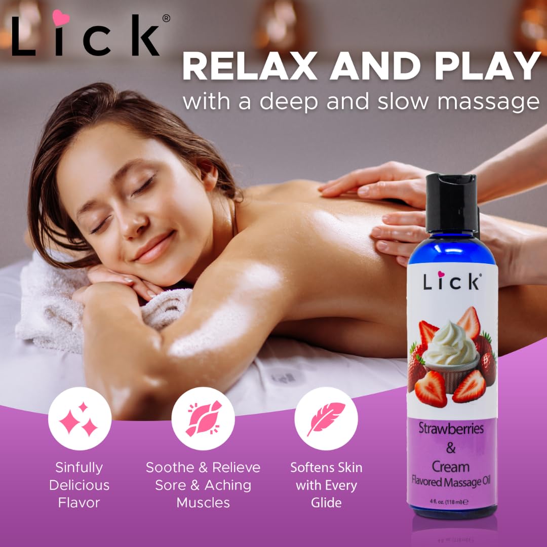 LICK massage oil being poured for silky non-greasy glide