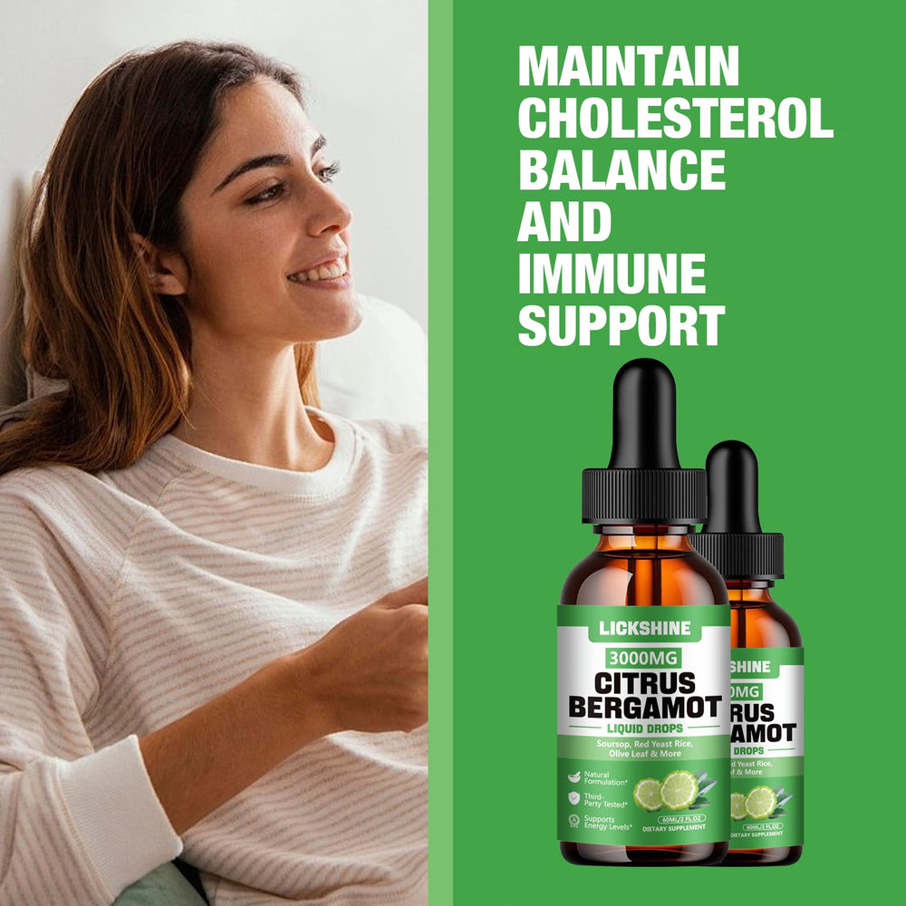 Lickshine citrus bergamot liquid drops 4 oz bottle packaging for on-the-go wellness.