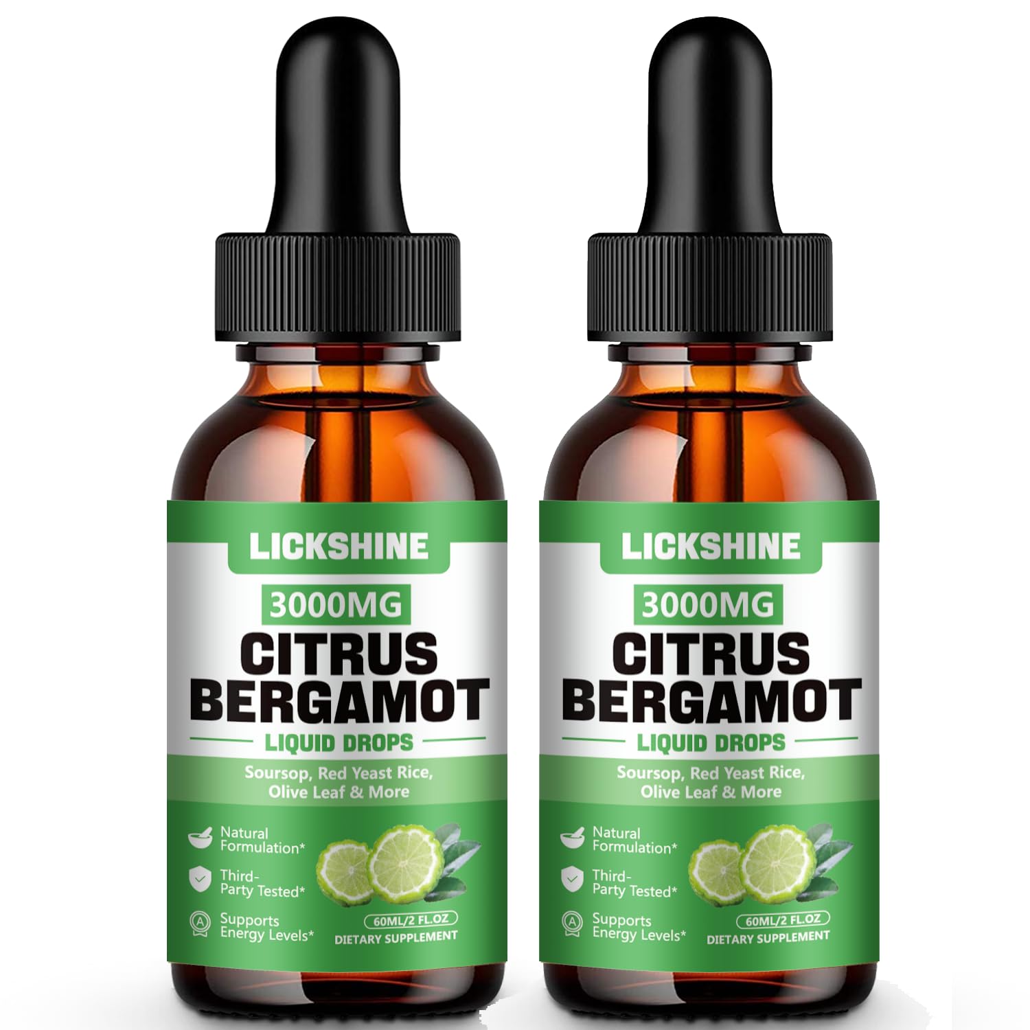 Lickshine citrus bergamot liquid drops bottle for easy daily use.