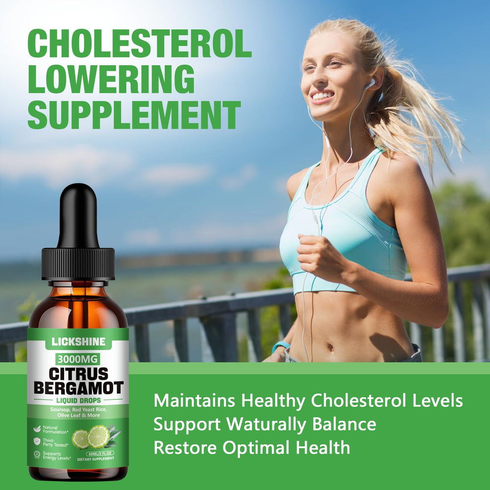 Lickshine citrus bergamot liquid drops label close-up emphasizes natural ingredients.