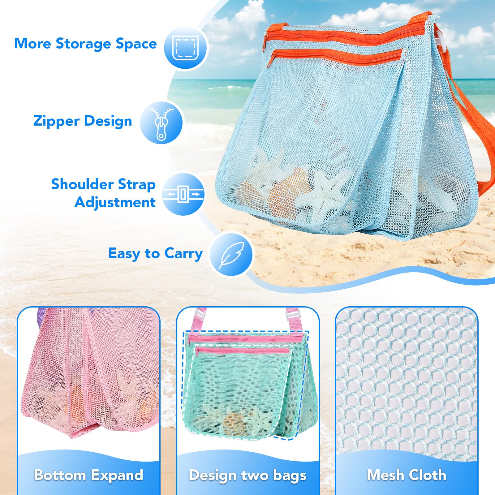 LIDAGO breathable mesh bag drains sand and dries quickly
