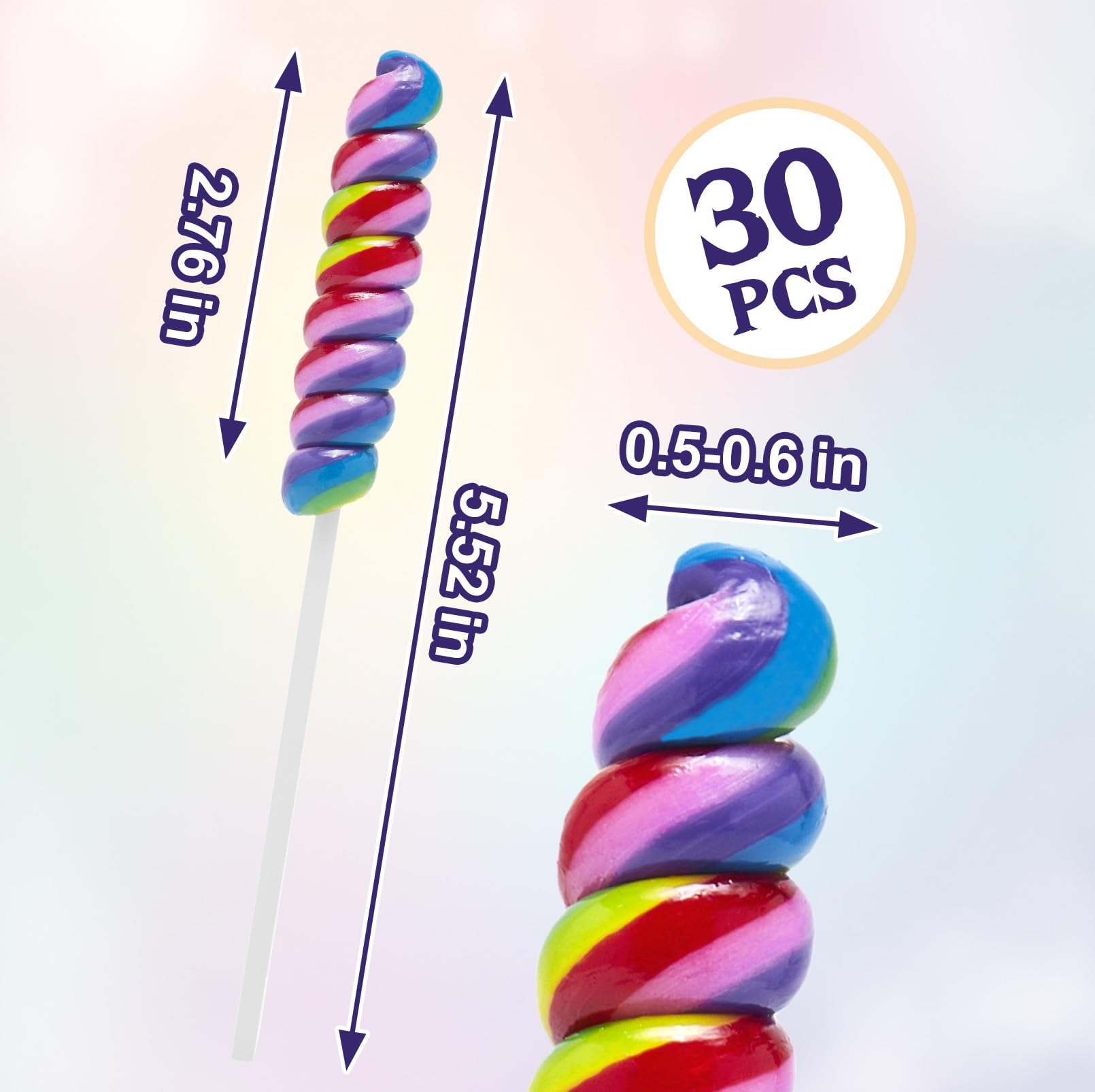LIDATREE rainbow lollipops 2.5-inch size ready for tasting and display.