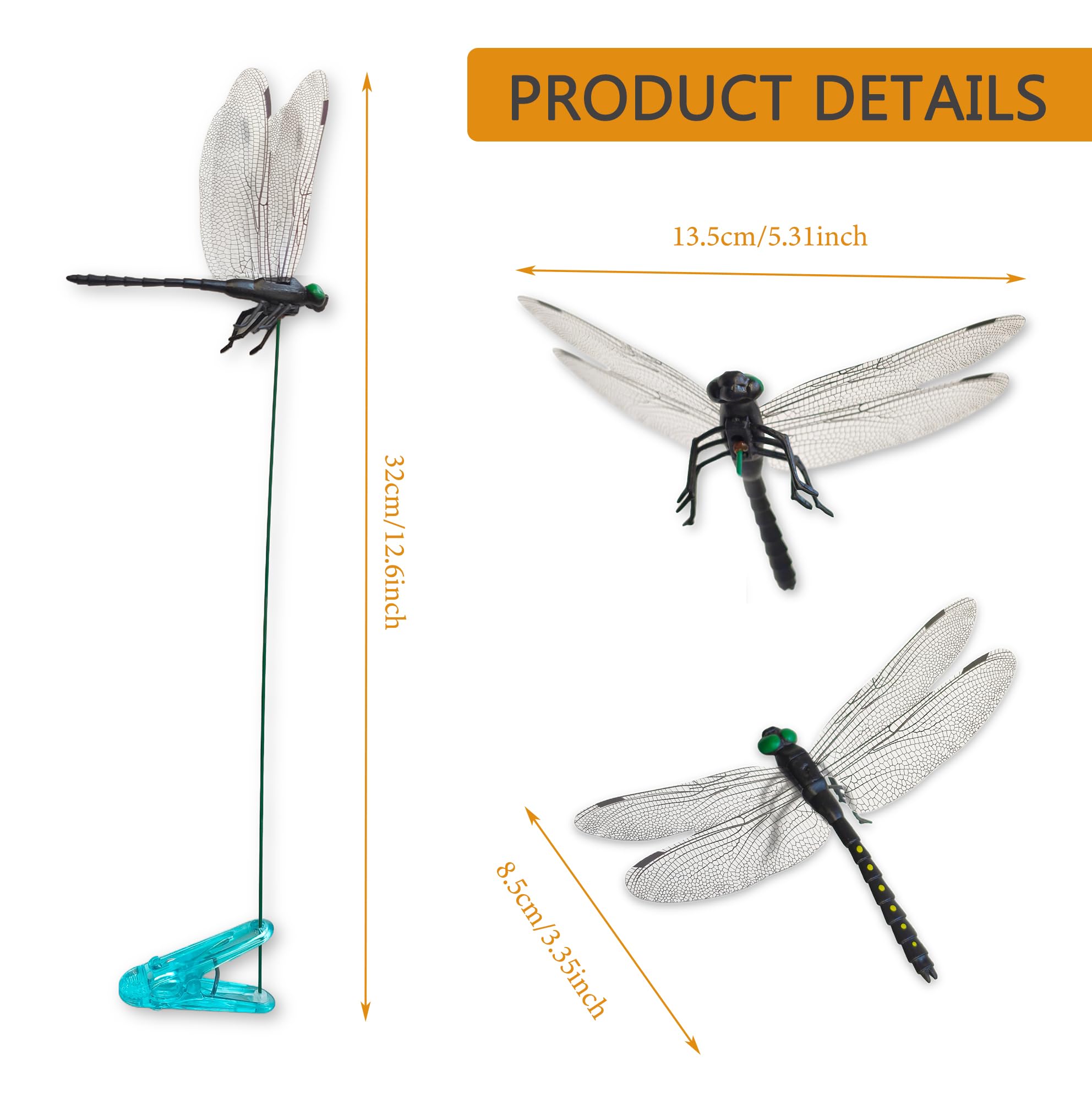 Lidengle Dragonfly Clips lifelike dragonfly model adds garden visual interest