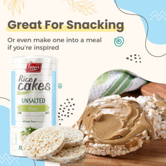 Lieber's Rice Cakes with hummus and cucumber shows a protein-friendly snack.