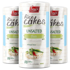 Lieber's Rice Cakes packaging showing unsalted option, ideal for gluten-free snacking.