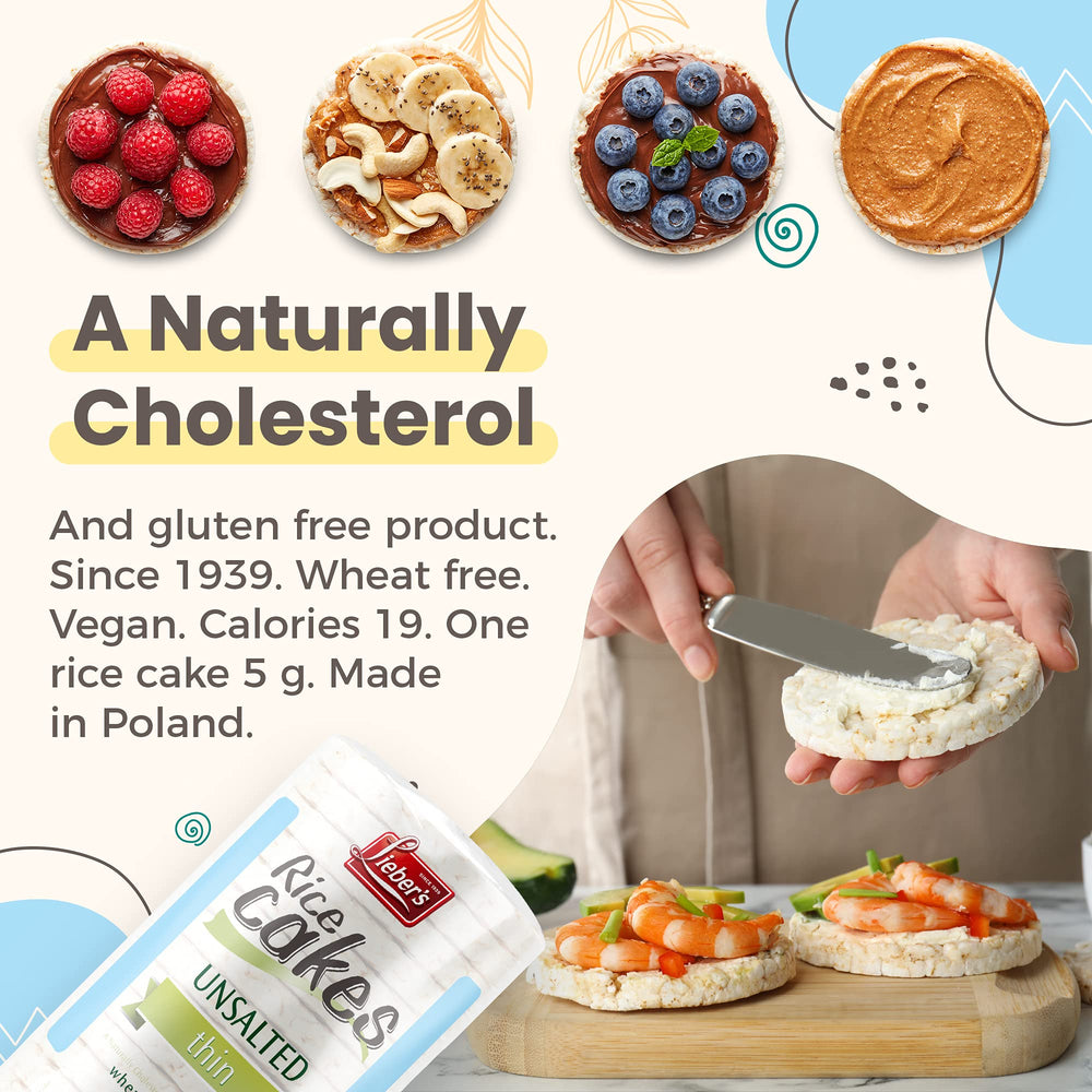 Lieber's Rice Cakes shelf life label emphasizes long freshness.