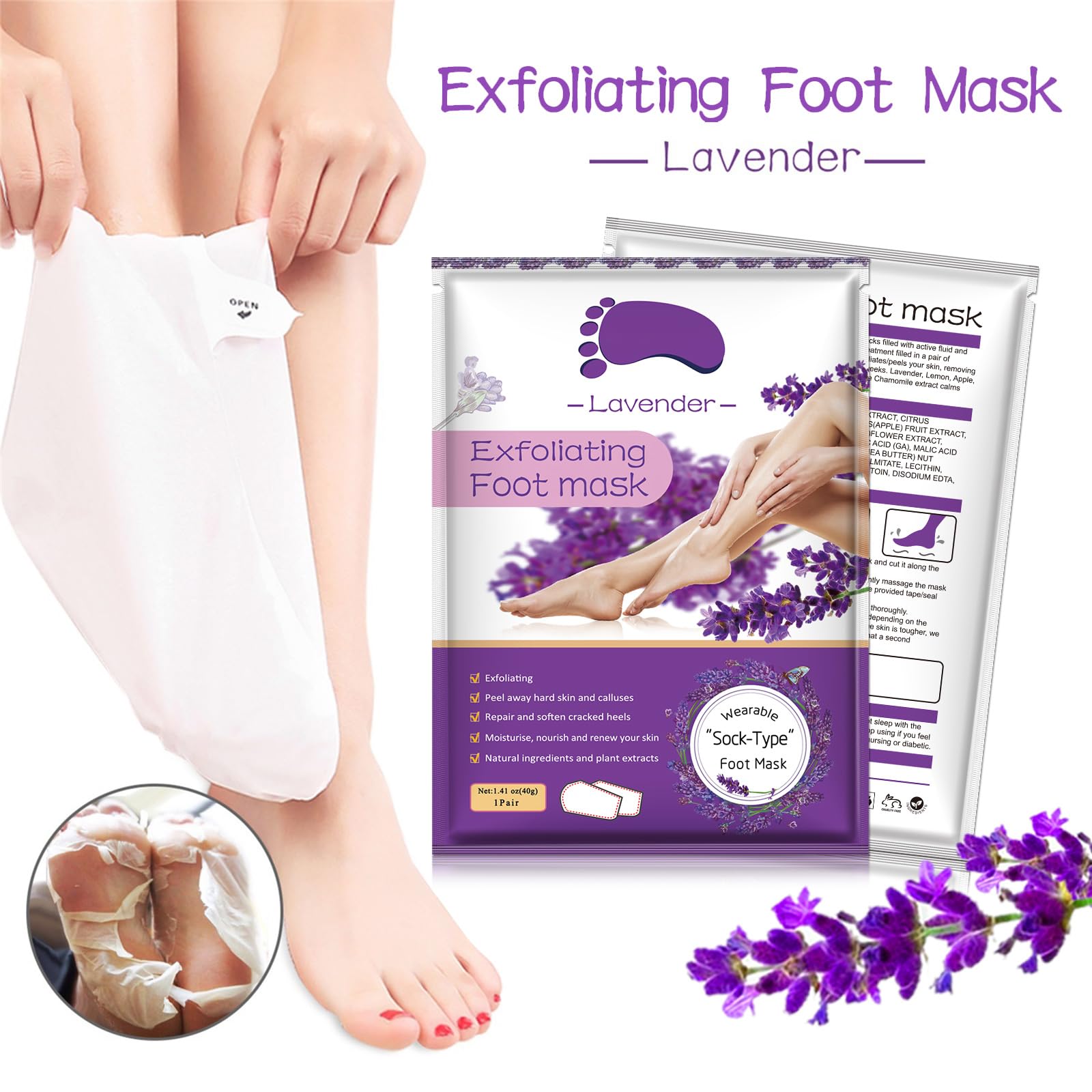 Liefiet Foot Peeling Mask worn during application for effective care.