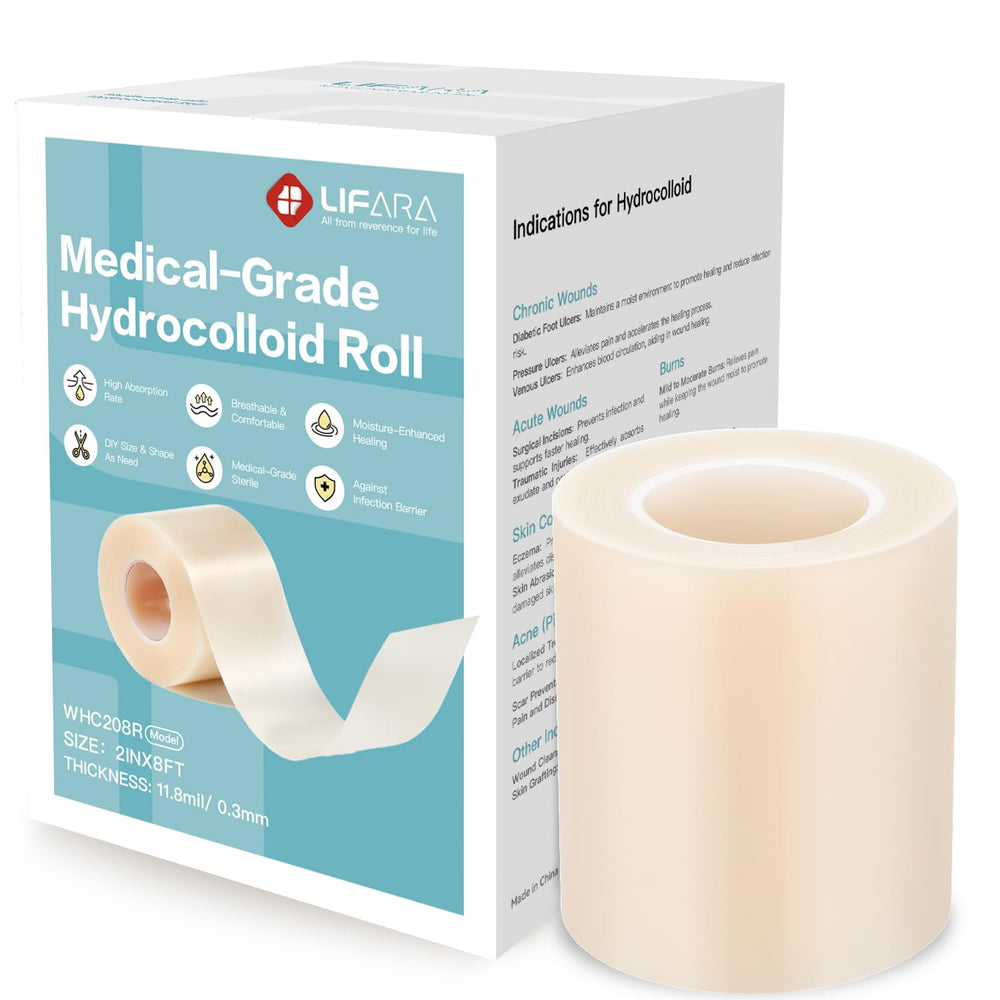 LIFARA hydrocolloid roll cut-to-size showing customizable wound patches.