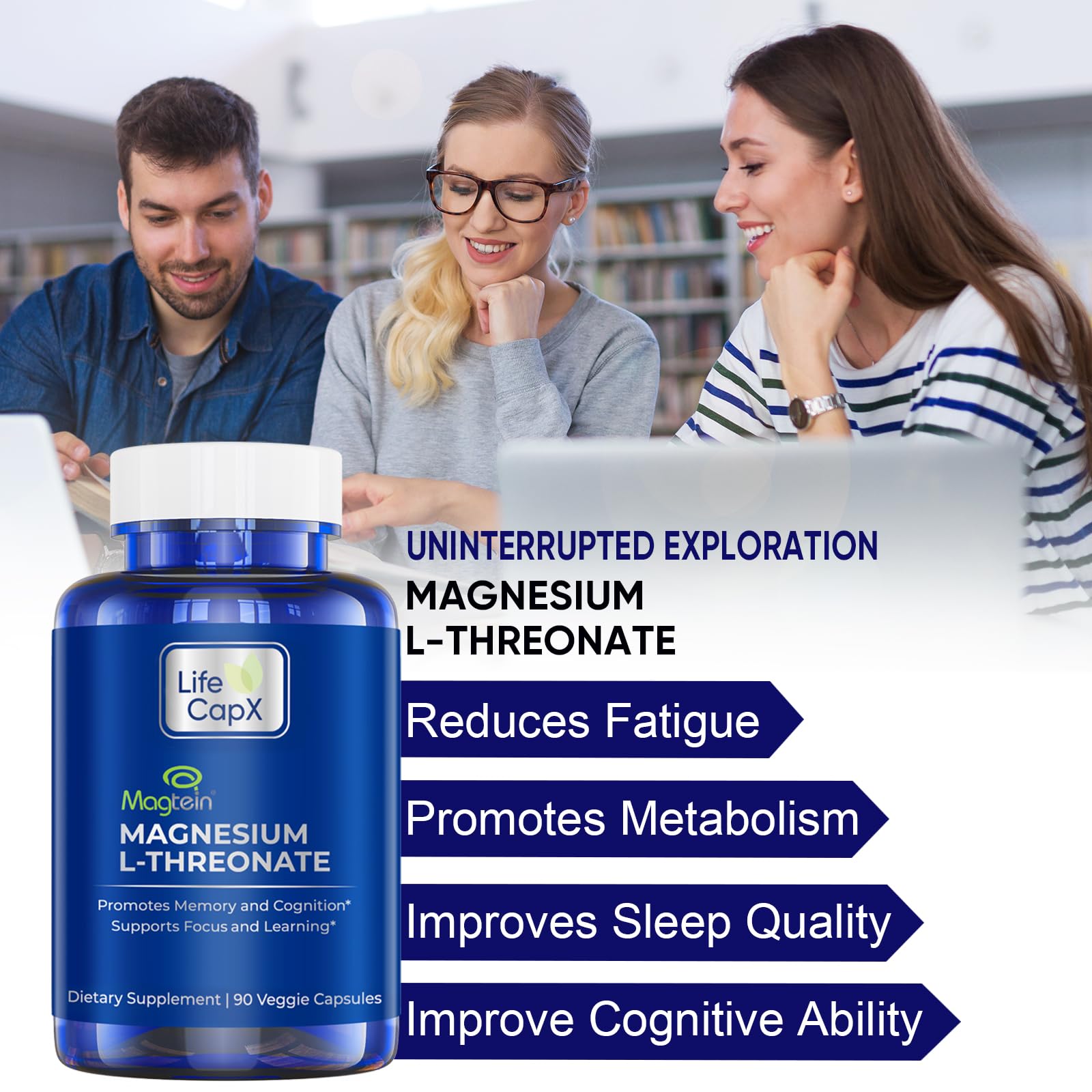 Life Capx Magtein capsules pour demonstrates easy daily dosing for brain health.