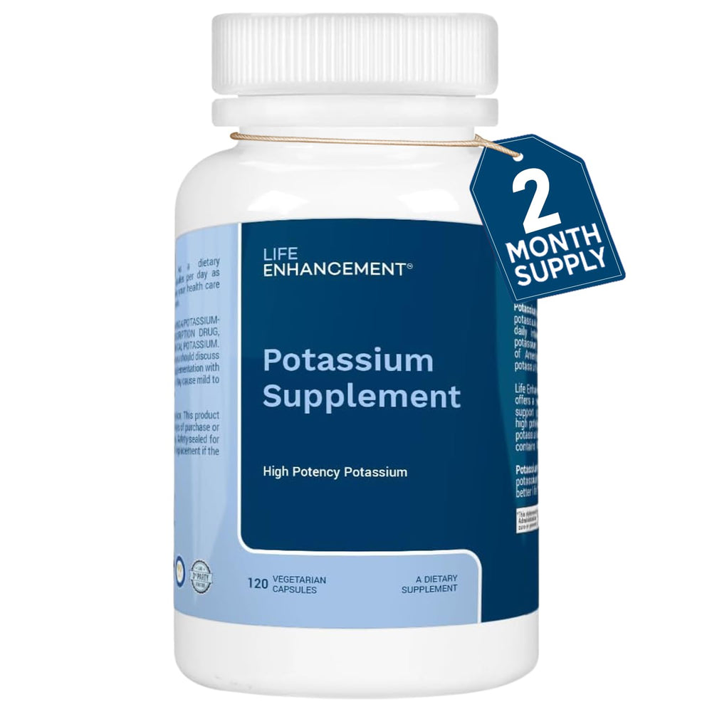 Life Enhancement potassium bottle close-up for daily wellness support
