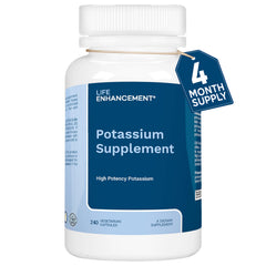 Life Enhancement Potassium bottle with clear label for trusted daily support.