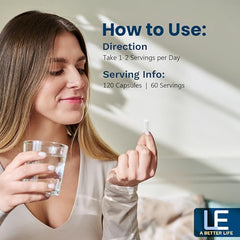 Life Enhancement potassium capsules pouring from bottle highlighting high potency