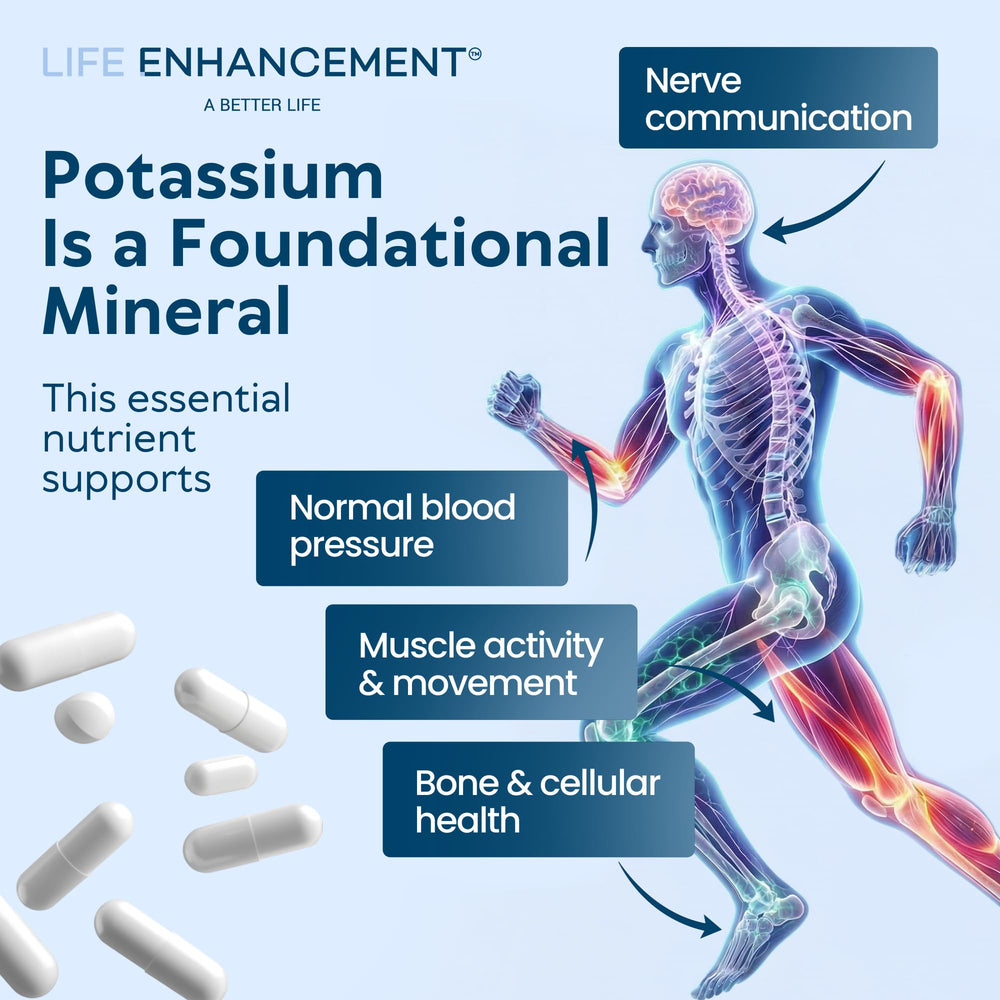 Life Enhancement Potassium manufactured in USA signals quality and reliability.