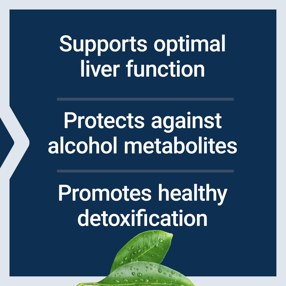Life Extension Anti-Alcohol Complex ingredients table highlights grape seed for antioxidant support.