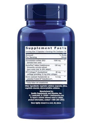 Life Extension ArthroMax Advanced NT2 bottle back label detailing dosage for joint health