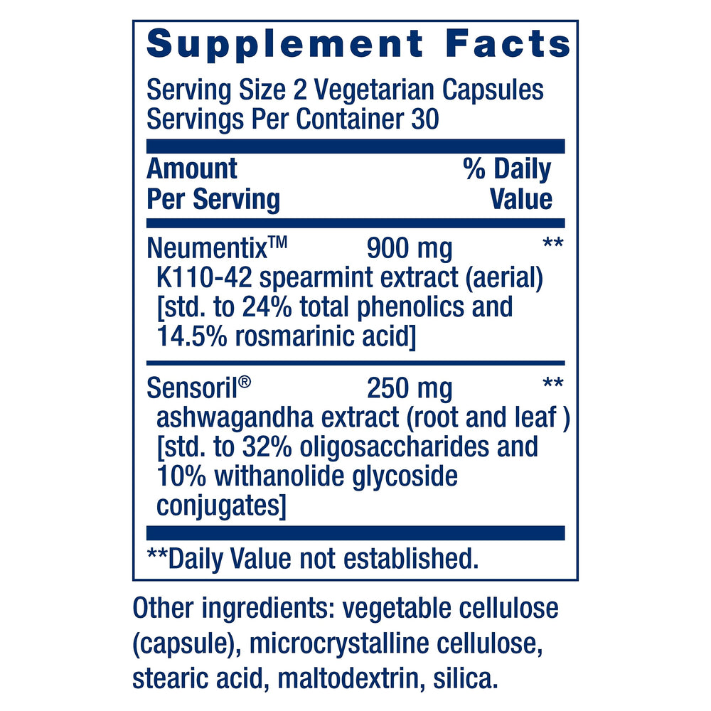 Life Extension Ashwagandha Plus ingredients table emphasizes purity and potency.