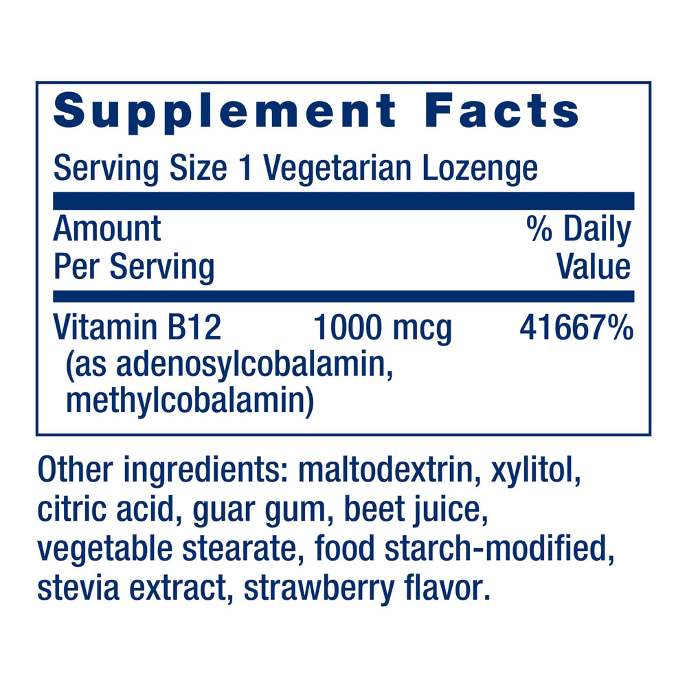 Life Extension B12 Elite dosage label highlights 500 mcg per form.