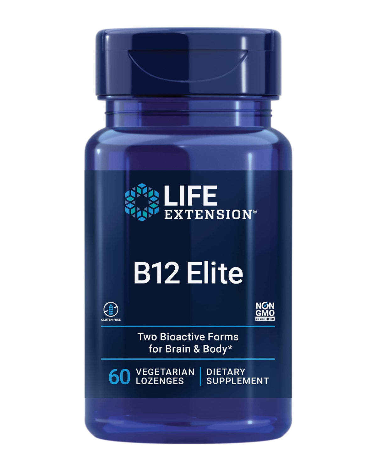 Life Extension B12 Elite lozenge pack for daily energy support.