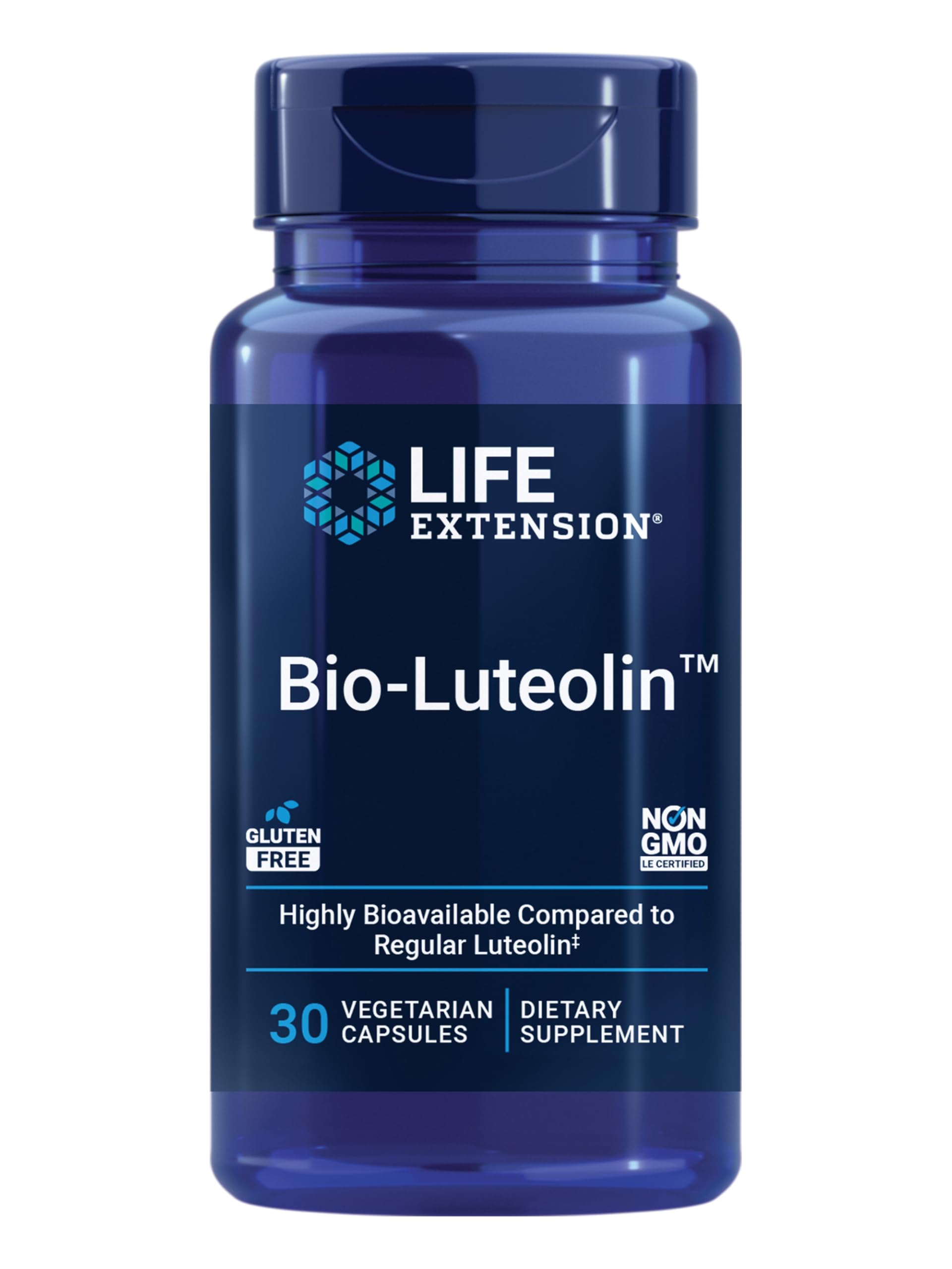Life Extension Bio-Luteolin bottle front showing bioavailable luteolin blend.
