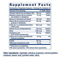 Life Extension BioActive Complete B-Complex label showing 5-MTHF and methylcobalamin.