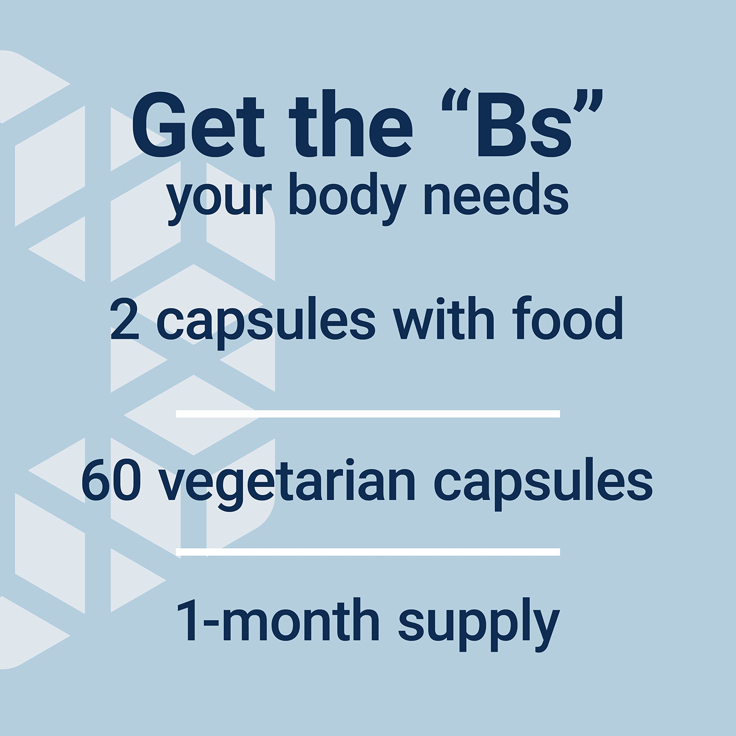 Close-up of BioActive B-Complex capsules illustrating easy-to-absorb formulation.