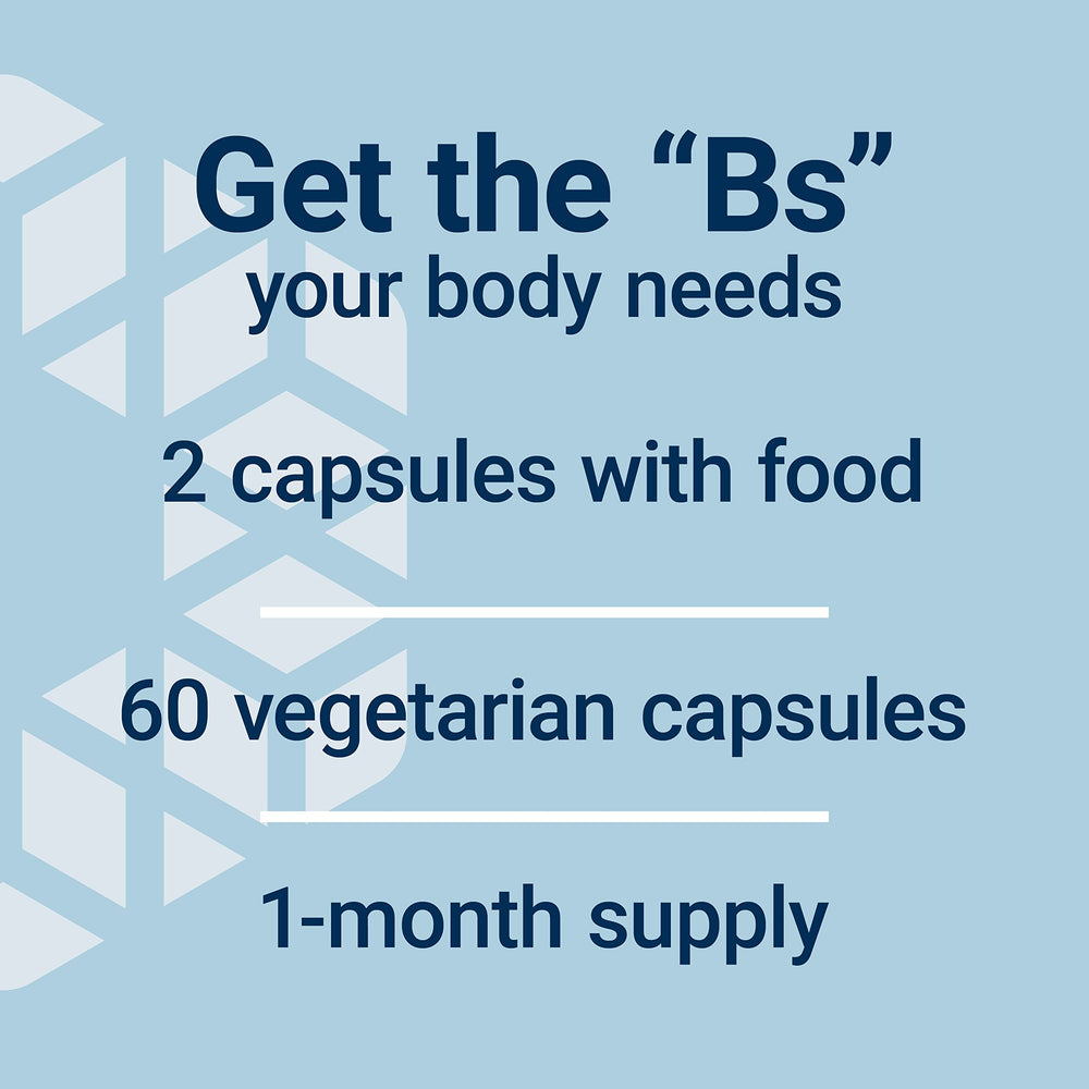 Close-up of BioActive B-Complex capsules illustrating easy-to-absorb formulation.