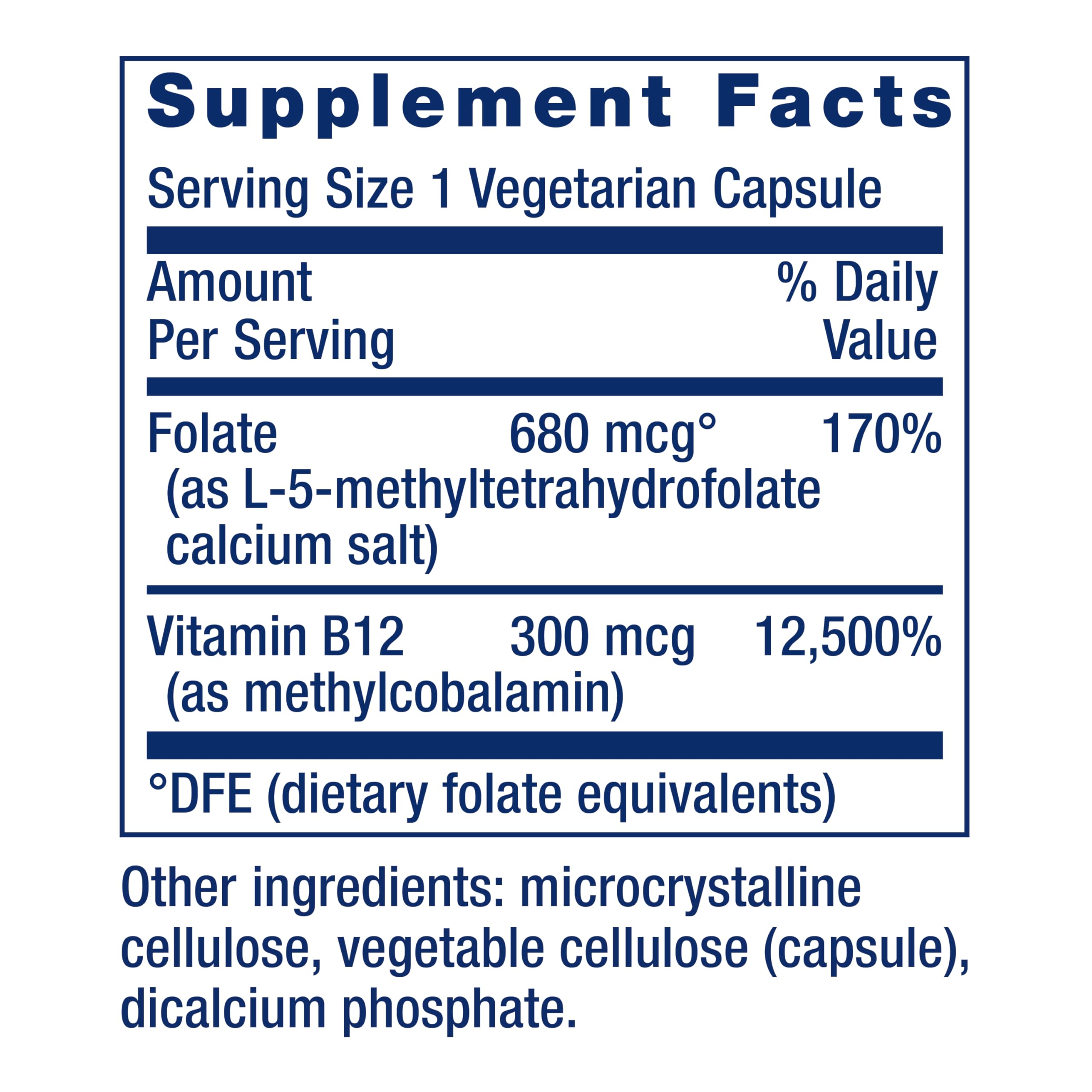 Life Extension BioActive Folate B12 bottle pour illustrating easy daily dosage.