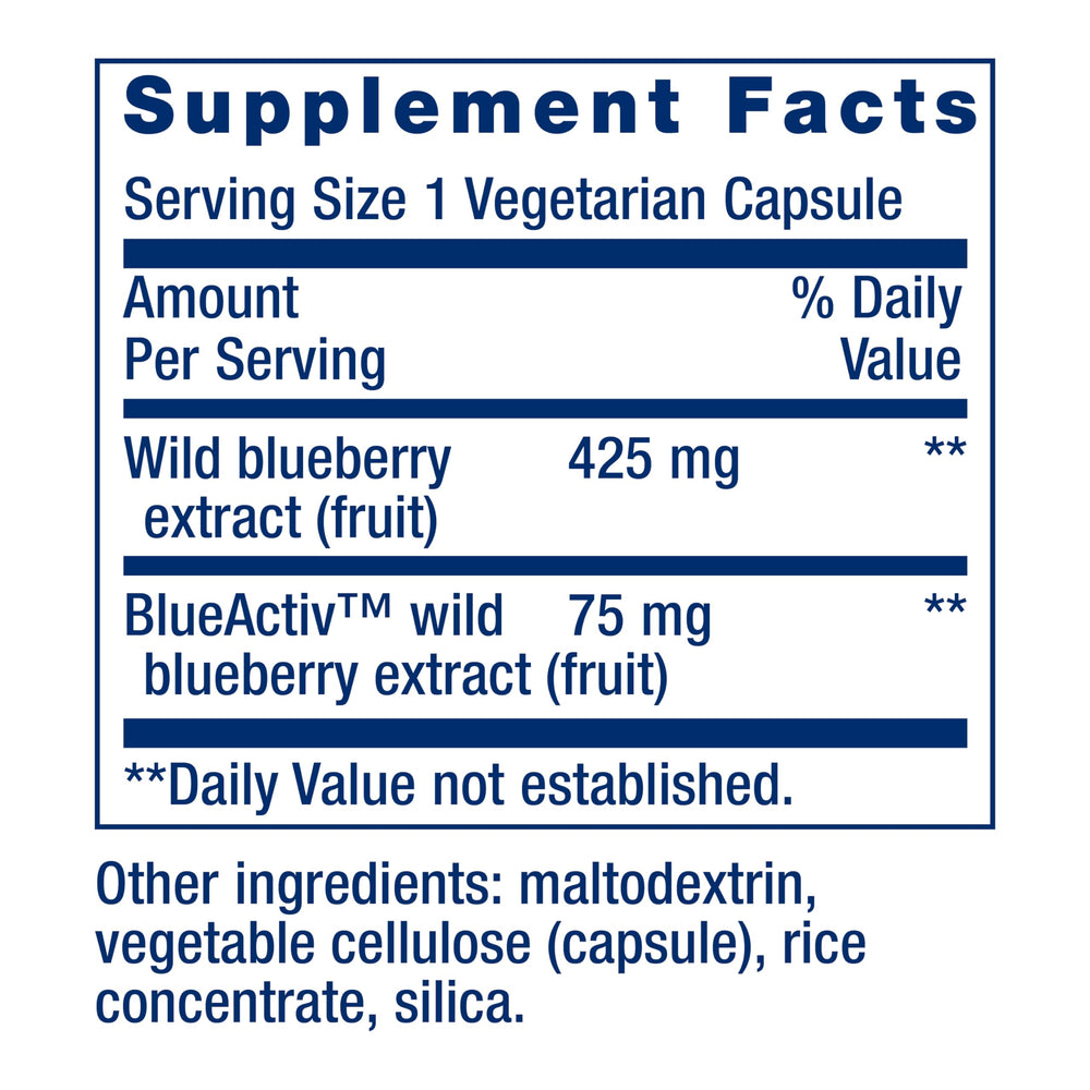 Life Extension Blueberry Extract Capsules pour action, ready to add to daily routine.