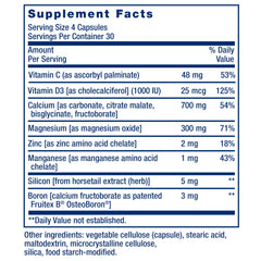 Bone Restore bottle with dosing info highlighting vitamin D3.