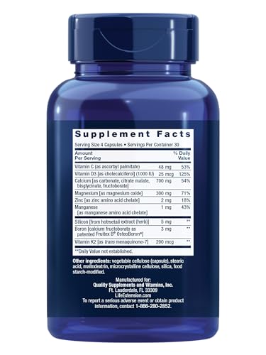 Life Extension Bone Restore capsules closeup highlighting calcium, D3, and K2 synergy.