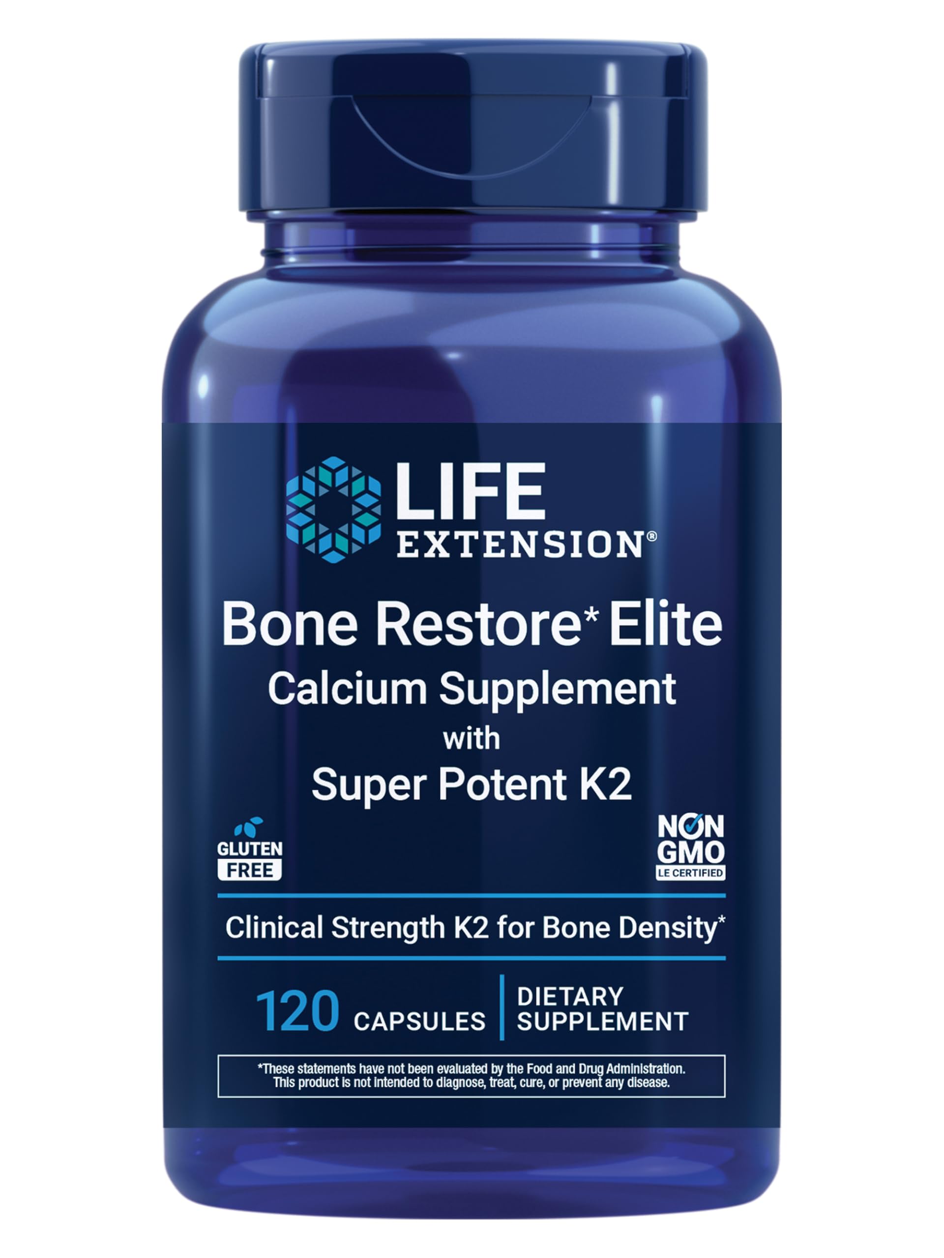 Life Extension Bone Restore Elite bottle shown with capsules for daily bone support