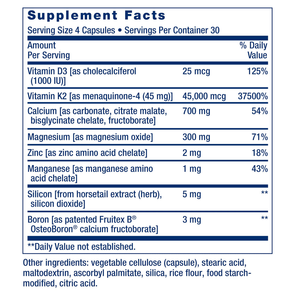 Life Extension Bone Restore Elite vitamin D3 label emphasizing mineral absorption support