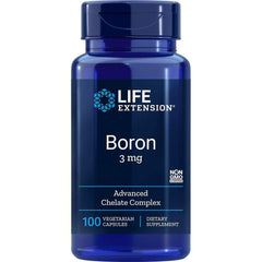 Life Extension Boron 3 mg bottle highlights bone support and immune function.
