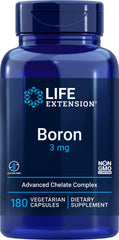 Life Extension Boron 3mg tri-form bottle showcases three boron forms for bone support.